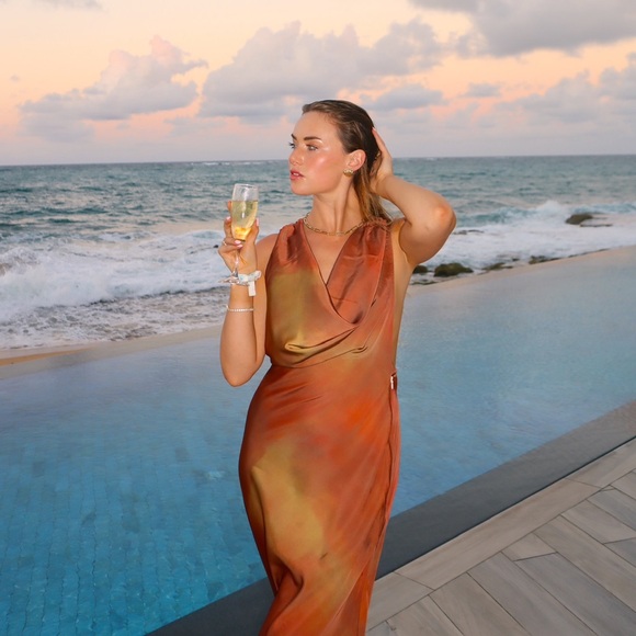 Commense Satin Cowl Neck Dress - Picture 4 of 7